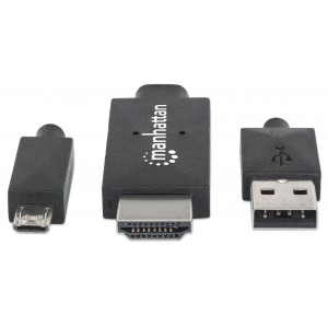 Cablu MHL Adaptor Micro-USB 11-pin la HDMI, conectare smartphone la TV  [Manhattan  151511]